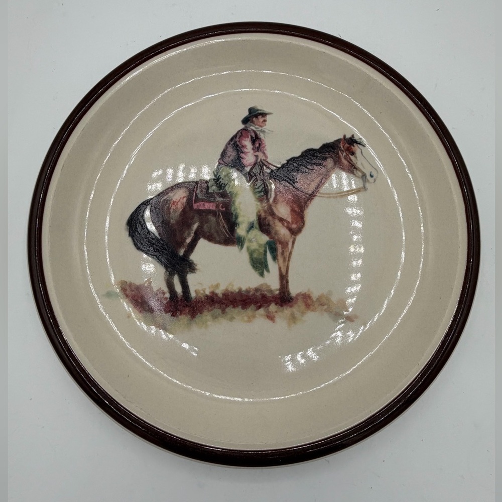 Montana Lifestyles Cowboy Reflections 7 3/4" Salad Plate Horse Rustic Western